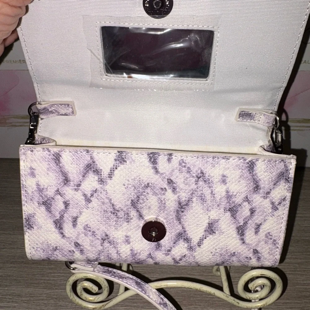 White House Black Market Purple Snake Print Clutch - Picture 2 of 4
